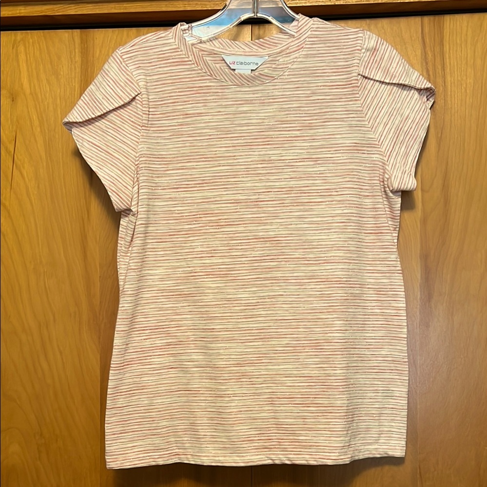 Liz Claiborne Petal Sleeve Striped Sparkling Top Size XS